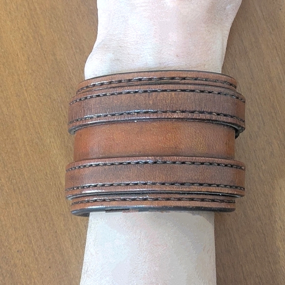 Stylish Brown Leather Wrap Bracelet